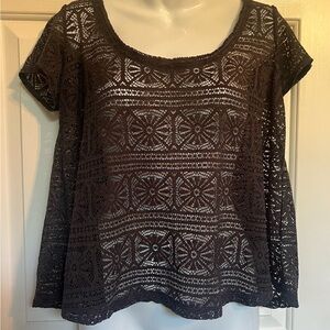 American Eagle Outfitters Gray Lace Swing‎ Top Size X Small